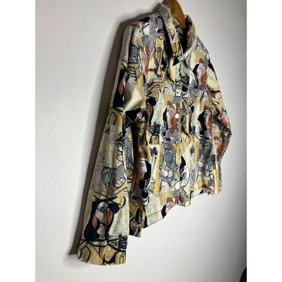 CJ Banks Women's Abstract Art Print Picasso Jacket Top Size X 14W - Picture 4 of 8